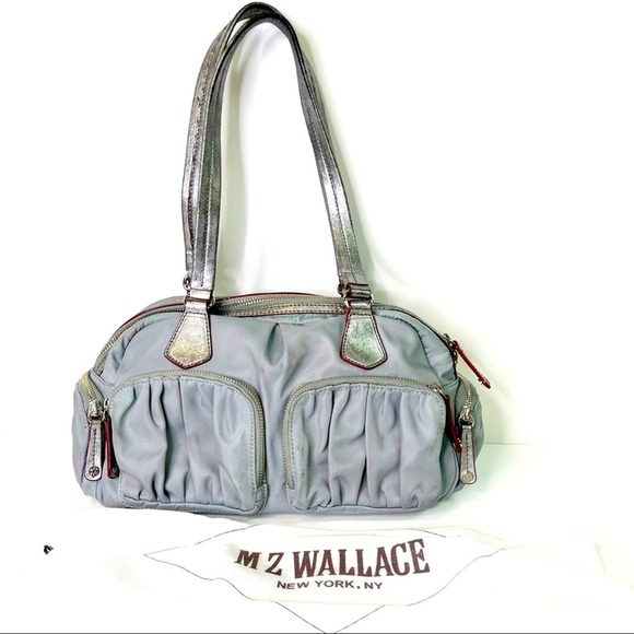 Mz Wallace Light Gray Tote Purse Silver - Picture 1 of 16